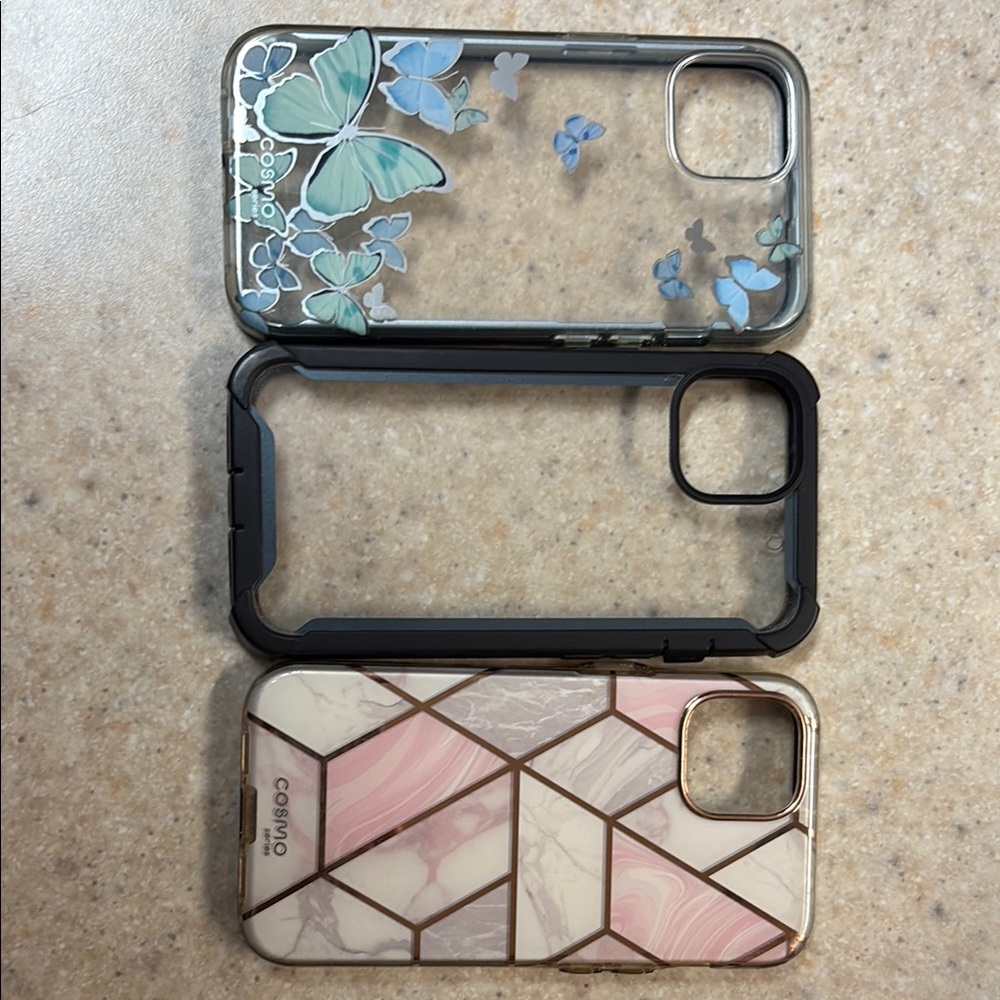 I-blazon Cosmo Blue and Pink iPhone 13 Cases with Floral and Geometric Designs